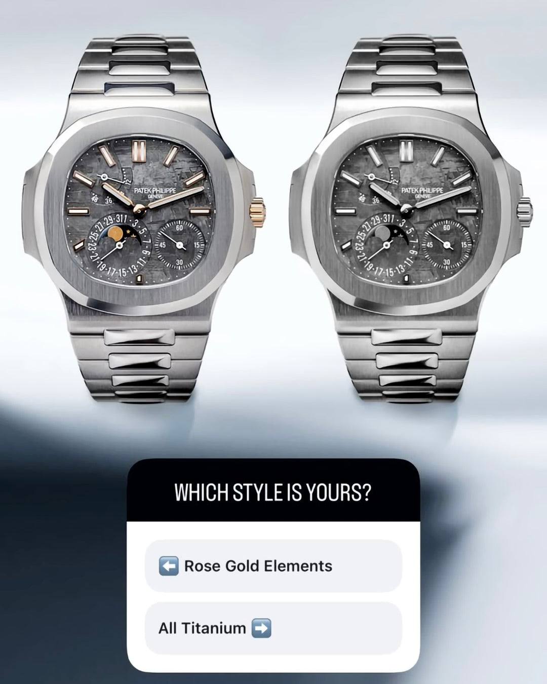 Discontinued Patek 5712 REBORN in Titanium and Meteorite Dial, Only 86.7g DiW 陨石表盘 百达翡丽5712 钛金属鹦鹉螺 月相腕表 | WORLDTIMER