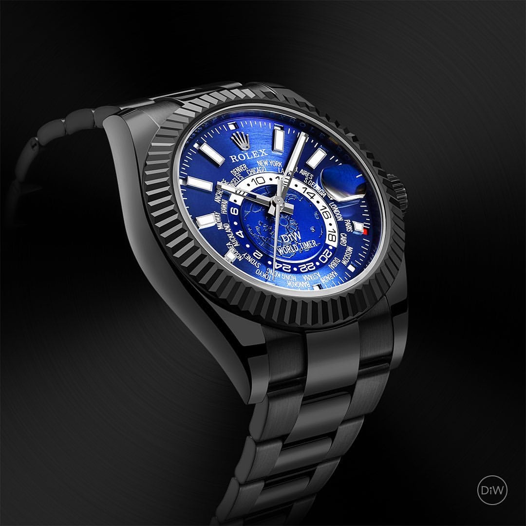 DiW Rolex Sky Dweller BLACK DLC BLUE 326934 | WORLDTIMER