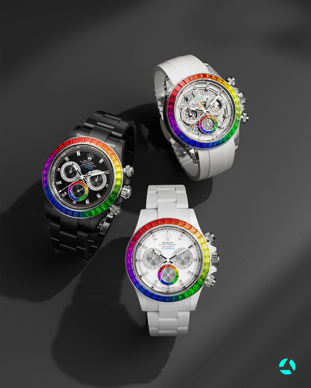 Rolex Sapphire Daytona Rainbow AET REMOULD POLARIS SWIRL SAPPHIRE 劳力士彩虹圈 彩虹迪通拿 | WORLDTIMER 