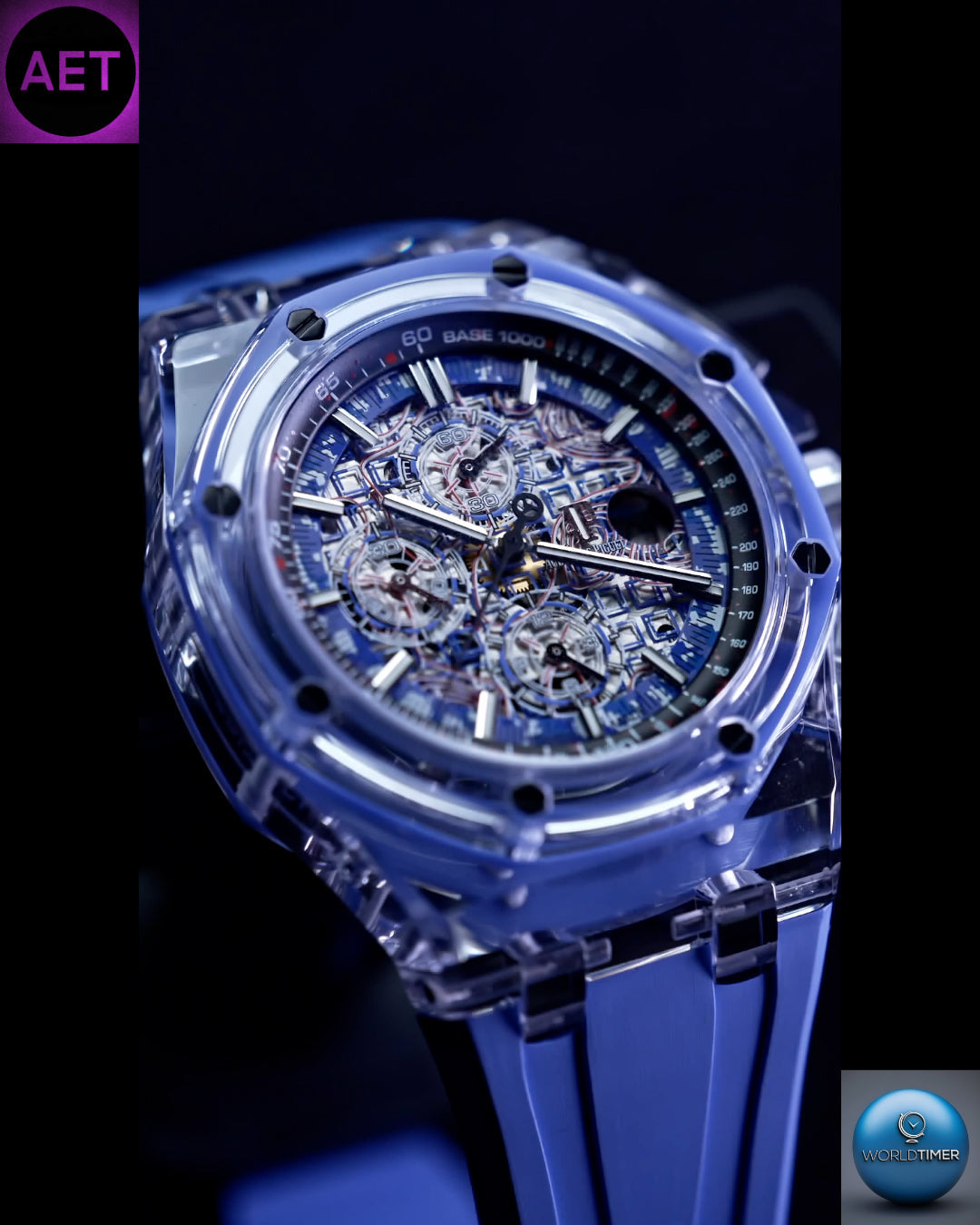 AP Royal Oak Offshore AET REMOULD AZURE BLUE 愛彼皇家橡樹離岸型 藍寶石透明手錶 | WORLDTIMER