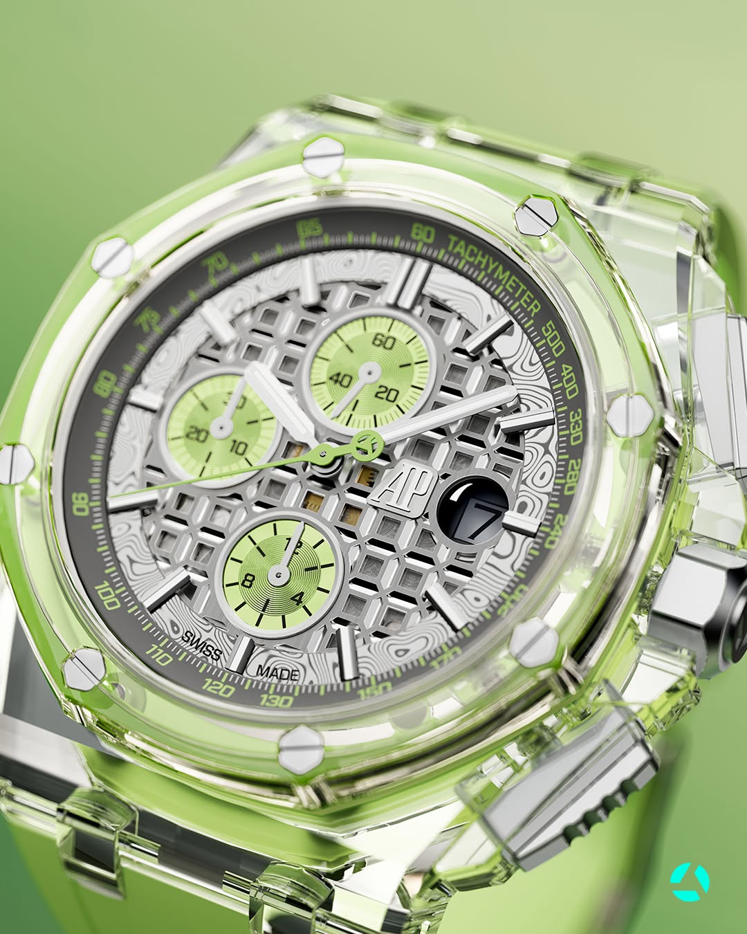 AP Offshore AET REMOULD SOGNEFJORD GREEN Sapphire Watch 愛彼 皇家橡樹離岸型 藍寶石手錶 | WORLDTIMER