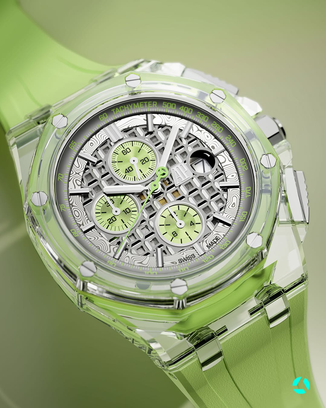 AP Offshore AET REMOULD SOGNEFJORD GREEN Sapphire Watch 愛彼 皇家橡樹離岸型 藍寶石手錶 | WORLDTIMER