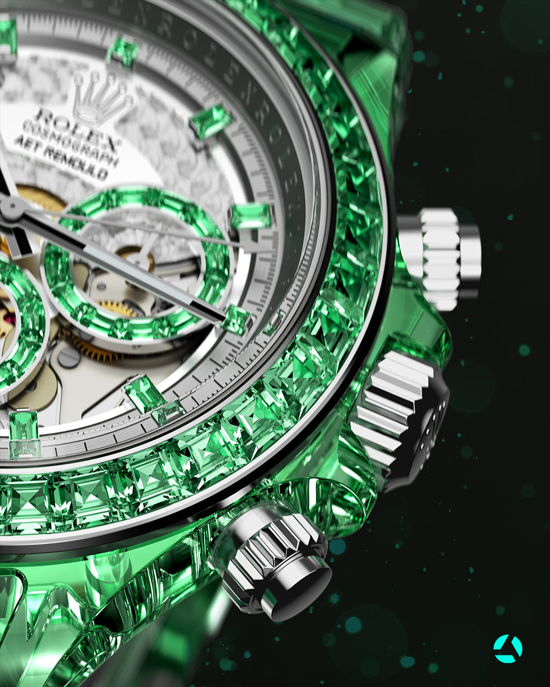 Full Sapphire Rolex Daytona AET Remould VERDANT MARVEL 劳力士蓝宝石 水晶迪通拿 | WORLDTIMER