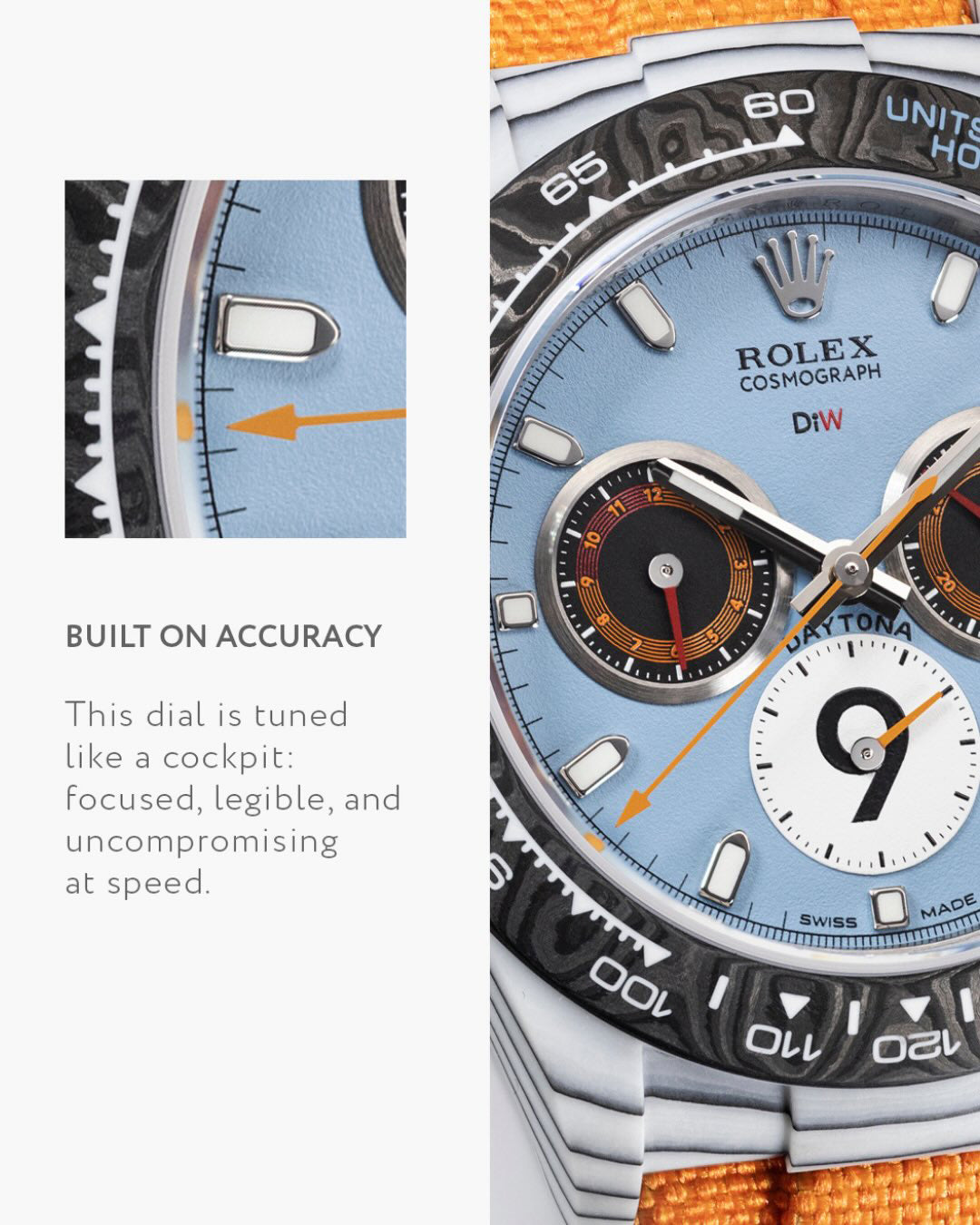 MOTORSPORT Inspired Rolex DiW Daytona CarboQuartz 独一无二赛车运动灵感 劳力士DiW 石英纤维迪通拿 | WORLDTIMER