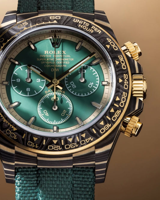 DiW Rolex Gold Daytona HERITAGE — Crafted in NTPT Carbon & CarboQuartz 劳力士DiW 金迪通拿 HERITAGE (4131 机芯｜126503) | WORLDTIMER