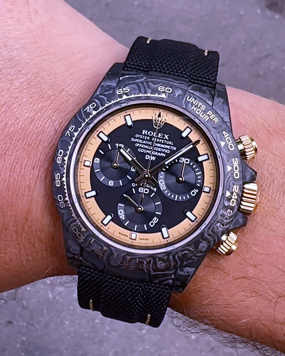 NTPT Carbon Rolex DiW Daytona CREAM INVERT GOLD 劳力士DiW  碳纤维迪通拿 | WORLDTIMER