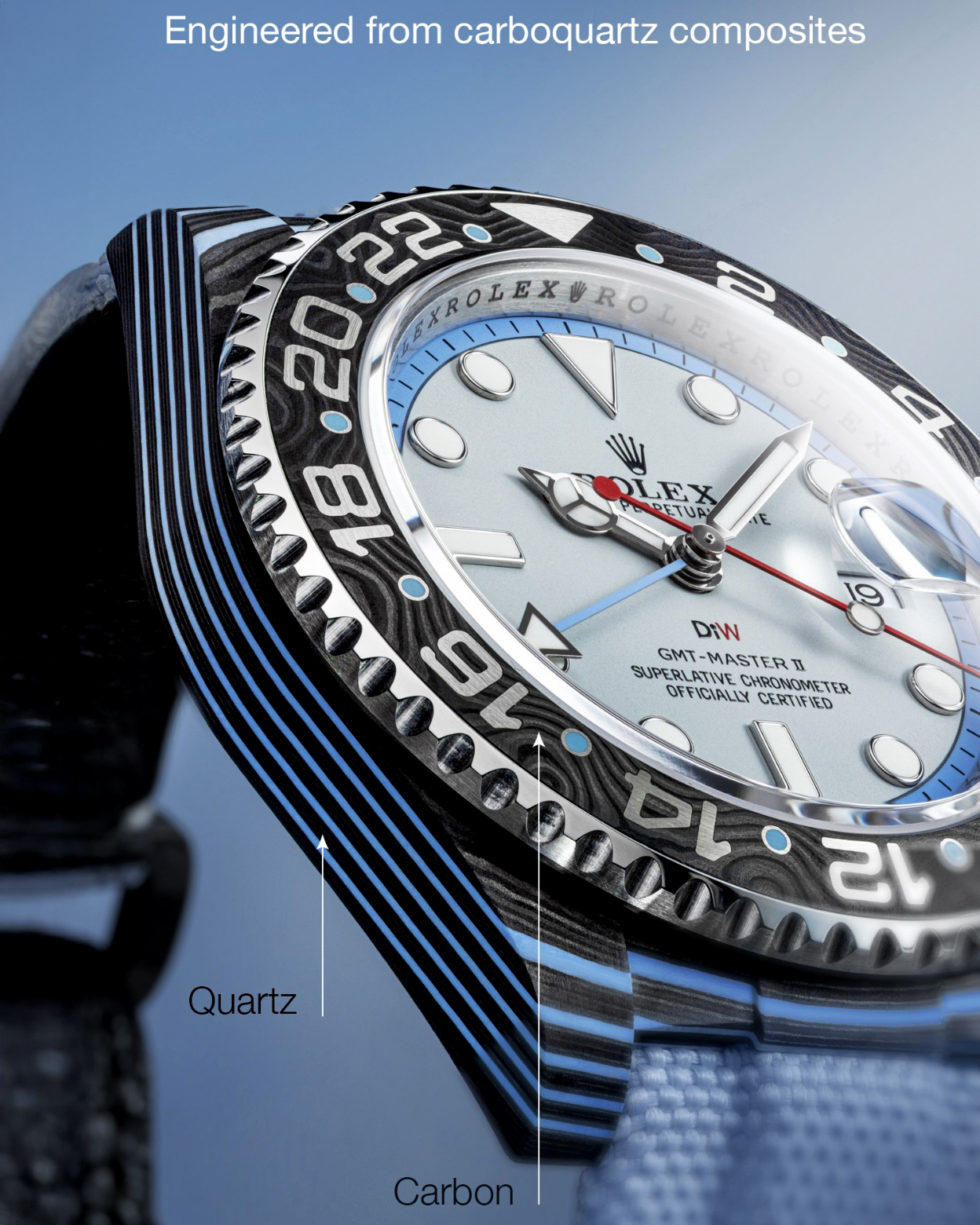 DiW Rolex GMT Master SKYBOUND CarboQuartz 与 NTPT碳纤维 结合的 DiW 劳力士格林尼治 | WORLDTIMER