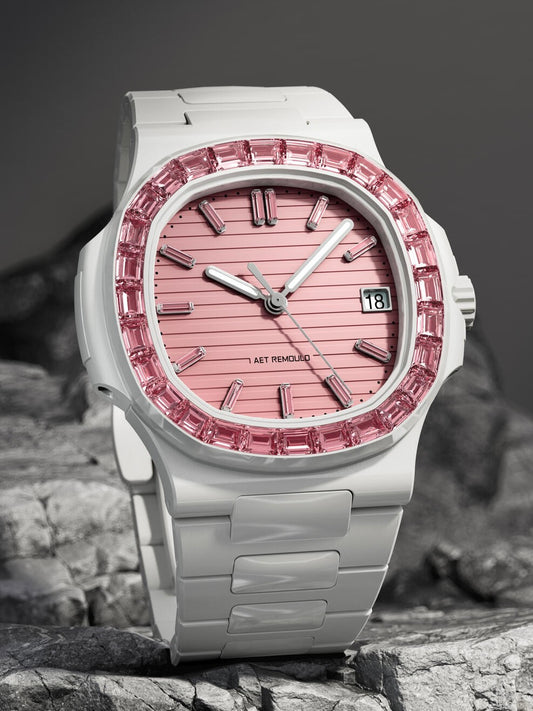 AET REMOULD Patek Nautilus ROSEFLARE White 百达翡丽鹦鹉螺 白色全陶瓷手表 | WORLDTIMER