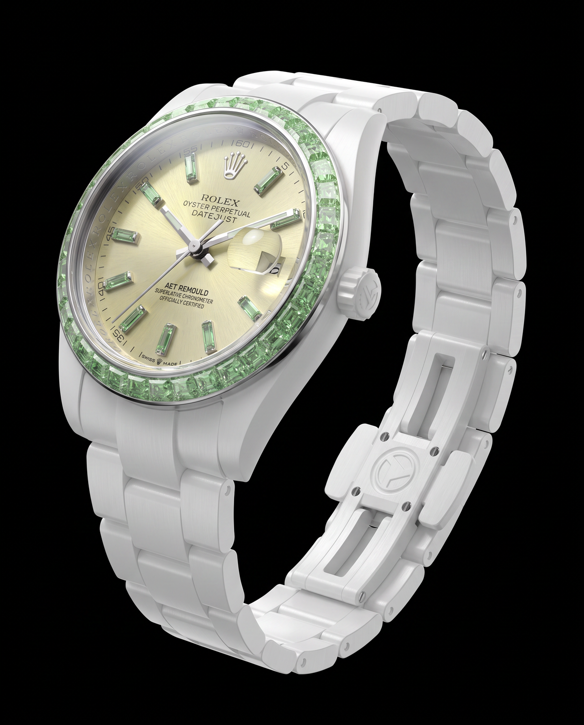 36 Gems on a Ceramic Datejust | AET REMOULD EPOCH TSAVORITE 36颗宝石白陶瓷 劳力士日志型 TSAVORITE | WORLDTIMER