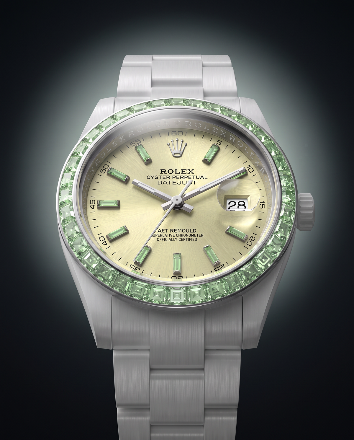 36 Gems on a Ceramic Datejust | AET REMOULD EPOCH TSAVORITE 36颗宝石白陶瓷 劳力士日志型 TSAVORITE | WORLDTIMER