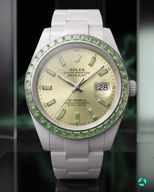 36 Gems on a Ceramic Datejust | AET REMOULD EPOCH TSAVORITE 36颗宝石白陶瓷 劳力士日志型 TSAVORITE | WORLDTIMER