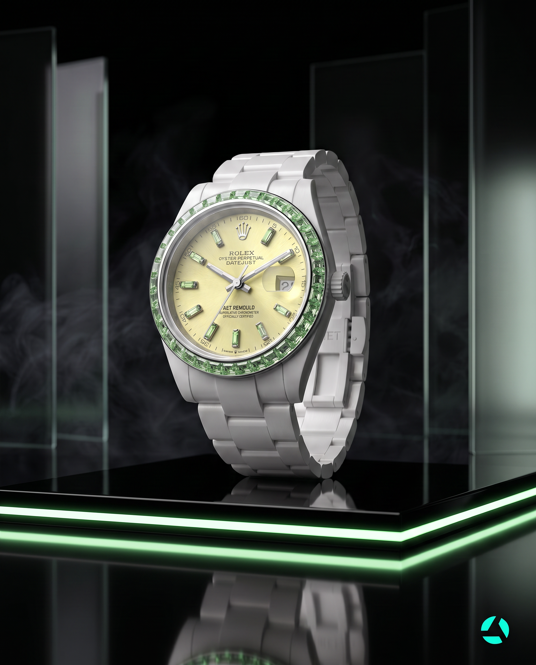 36 Gems on a Ceramic Datejust | AET REMOULD EPOCH TSAVORITE 36颗宝石白陶瓷 劳力士日志型 TSAVORITE | WORLDTIMER