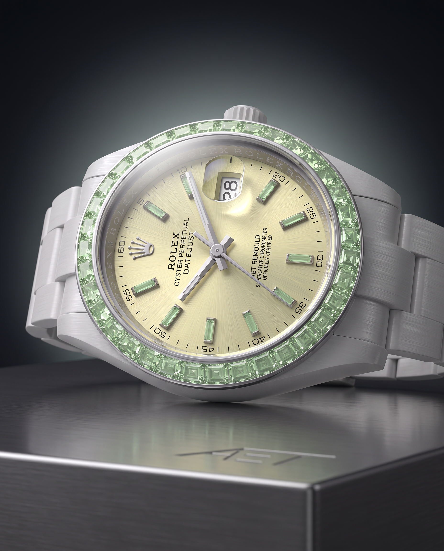 36 Gems on a Ceramic Datejust | AET REMOULD EPOCH TSAVORITE 36颗宝石白陶瓷 劳力士日志型 TSAVORITE | WORLDTIMER