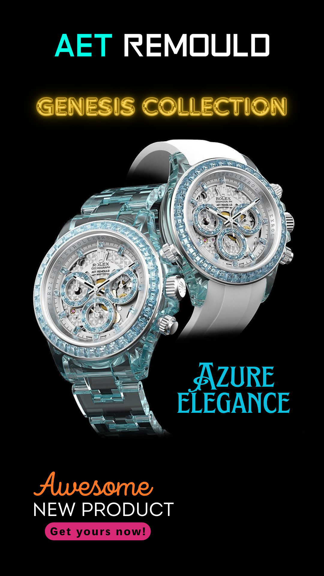 Sapphire AET REMOULD Rolex Daytona AZURE ELEGANCE 水晶勞力士 藍寶石地通拿 | WORLDTIMER