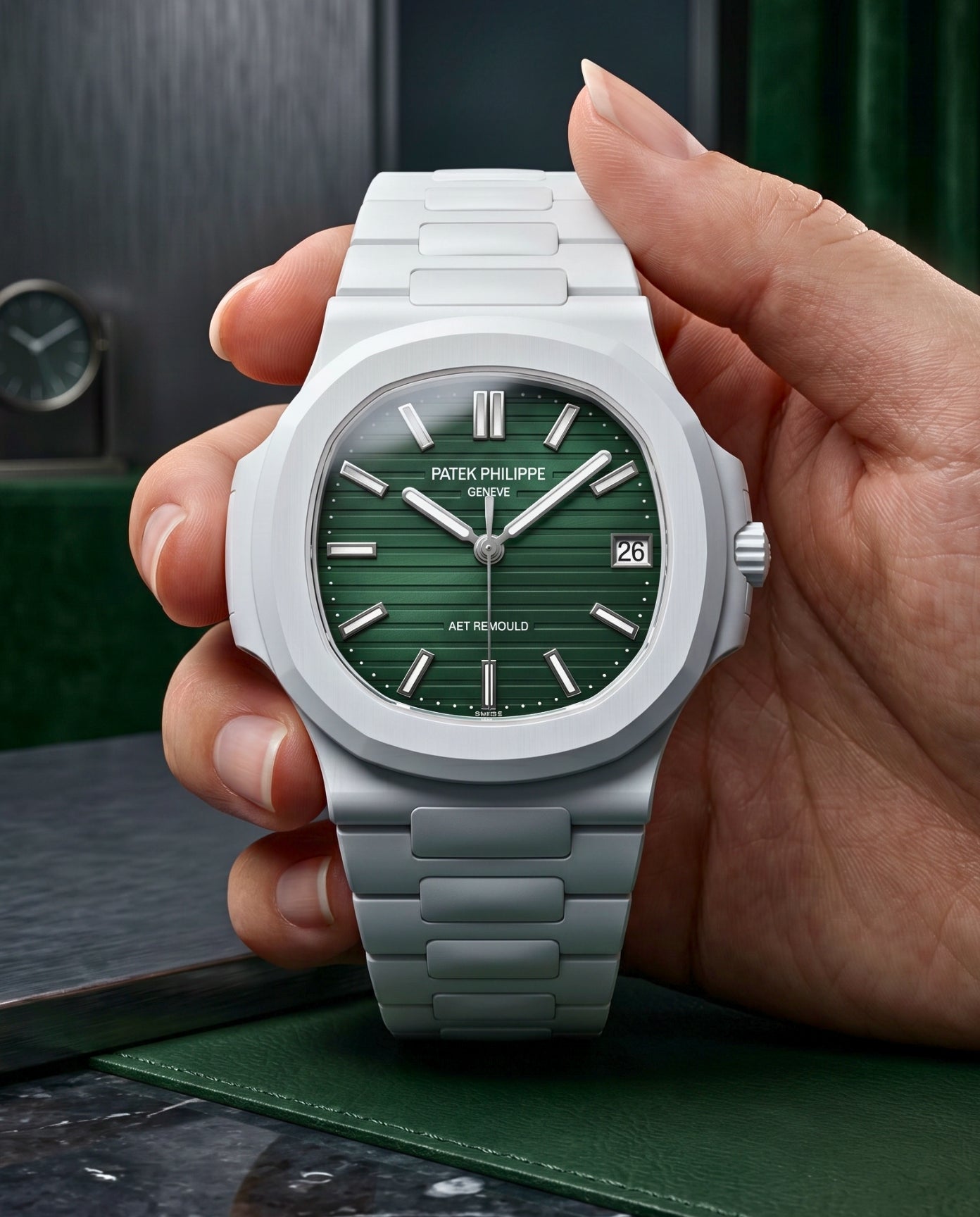 AET REMOULD Patek Nautilus Green Gradient Dial 百达翡丽 渐变色表盘鹦鹉螺 | WORLDTIMER