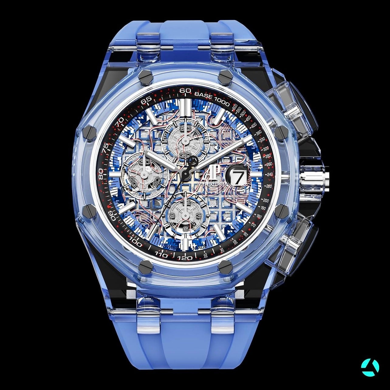 AET REMOULD Audemars Piguet Royal Oak Offshore AZURE BLUE 愛彼皇家橡樹離岸型 藍寶石透明手錶 | WORLDTIMER
