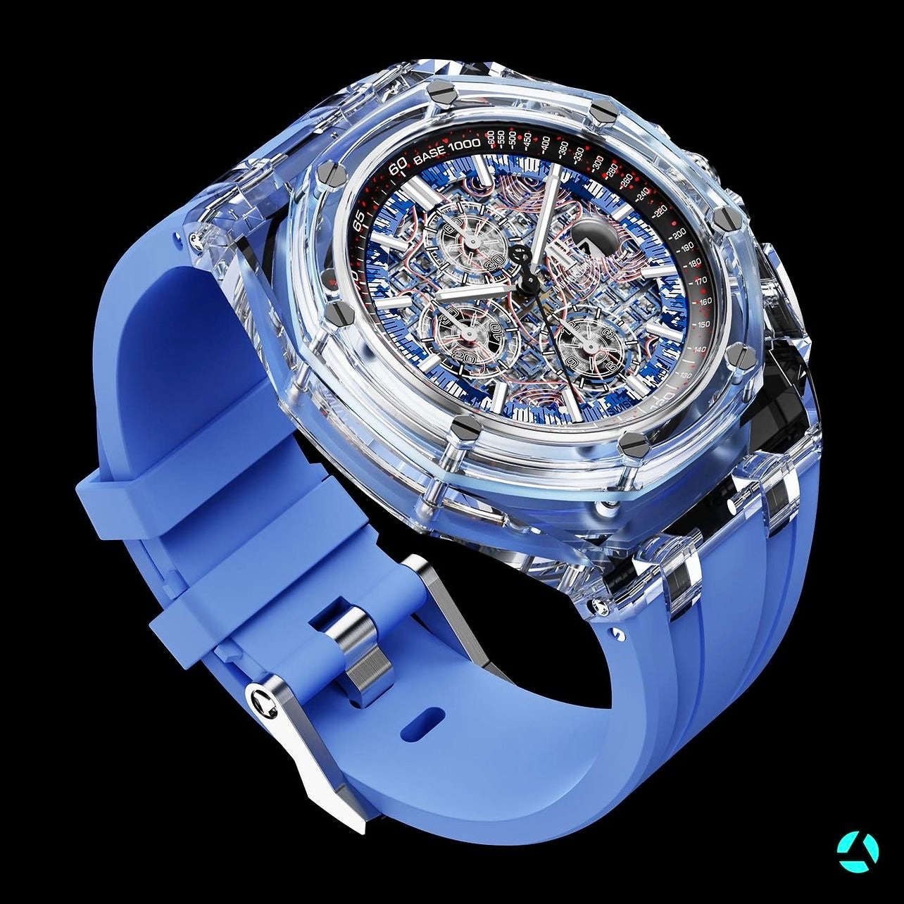 AP Royal Oak Offshore AET REMOULD AZURE BLUE 愛彼皇家橡樹離岸型 藍寶石透明手錶 | WORLDTIMER
