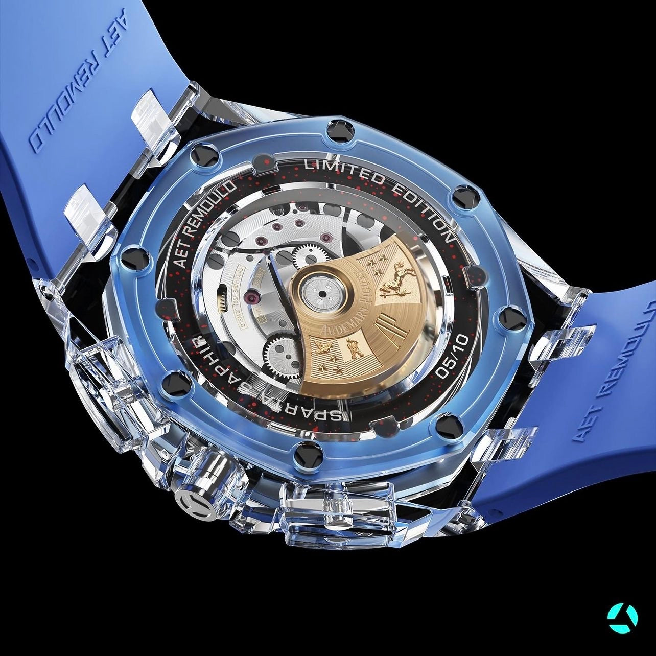 AP Royal Oak Offshore AET REMOULD AZURE BLUE 愛彼皇家橡樹離岸型 藍寶石透明手錶 | WORLDTIMER