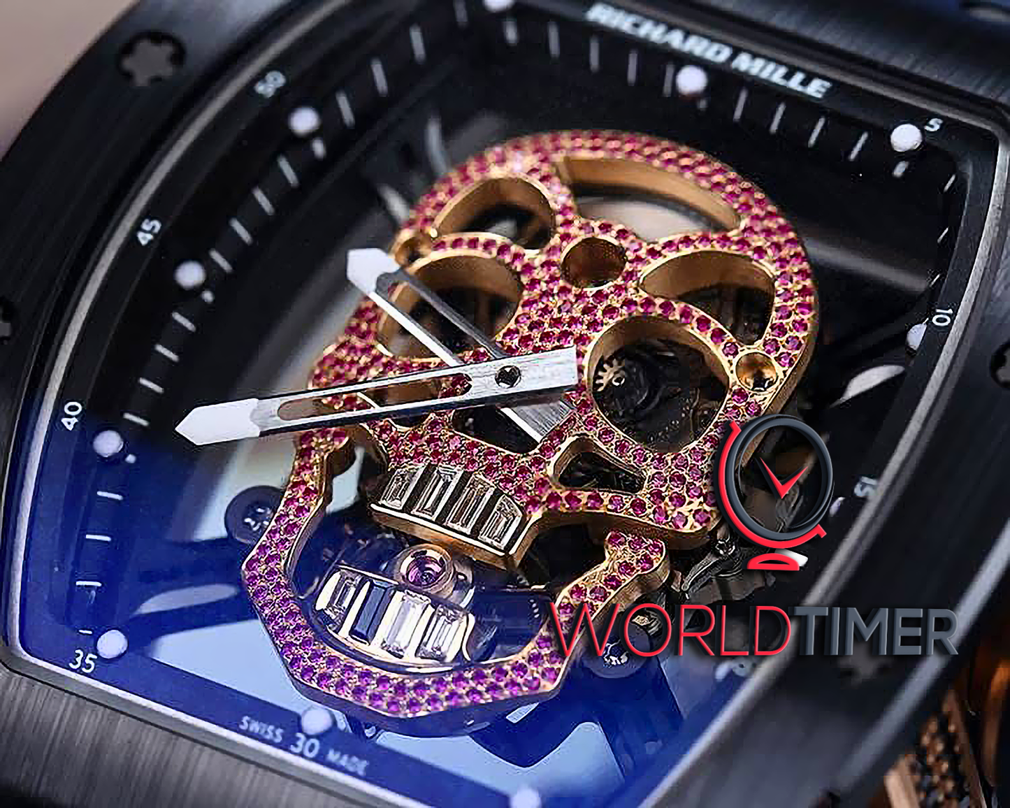 Richard Mille RM 52-01 Red Diamond Skull Tourbillon 理查米尔 RM 52-01 红色钻石骷髅头 陀飞轮手表 | WORLDTIMER