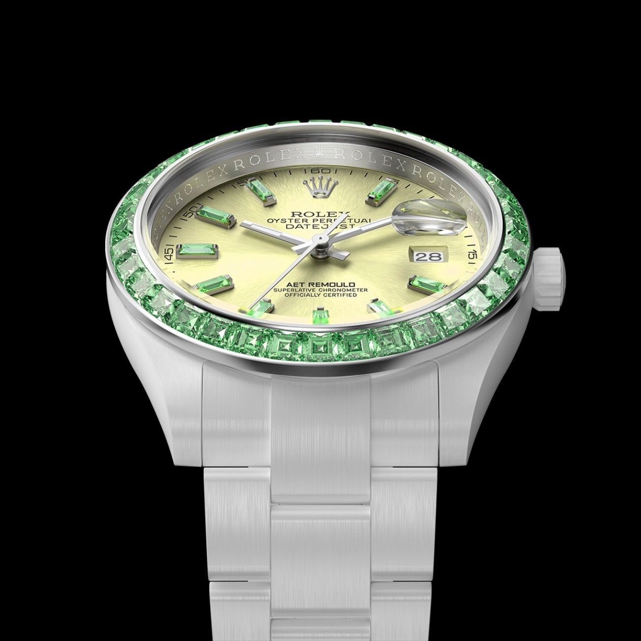 36 Gems on a Ceramic Datejust | AET REMOULD EPOCH TSAVORITE 36颗宝石白陶瓷 劳力士日志型 TSAVORITE | WORLDTIMER