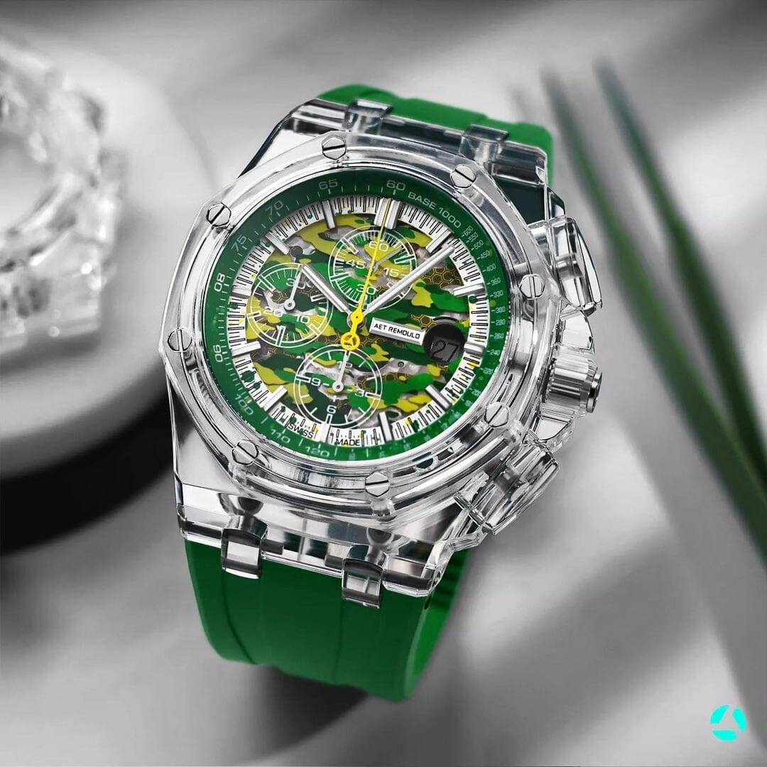 AET REMOULD AP Offshore CHAMELEON Sapphire Watch 蓝宝石爱彼 水晶皇家橡树离岸 | WORLDTIMER