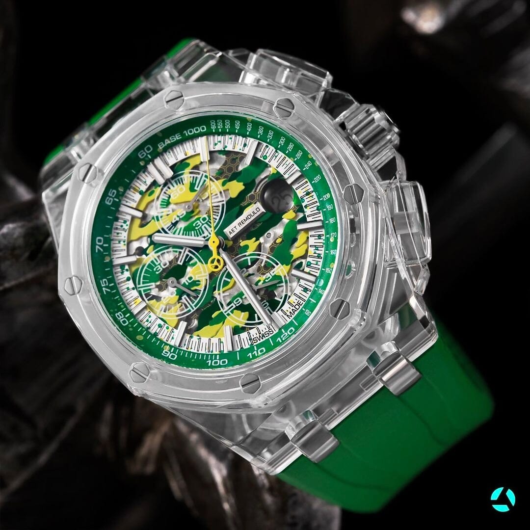 AET REMOULD AP Offshore CHAMELEON Sapphire Watch 蓝宝石爱彼 水晶皇家橡树离岸型 | WORLDTIMER