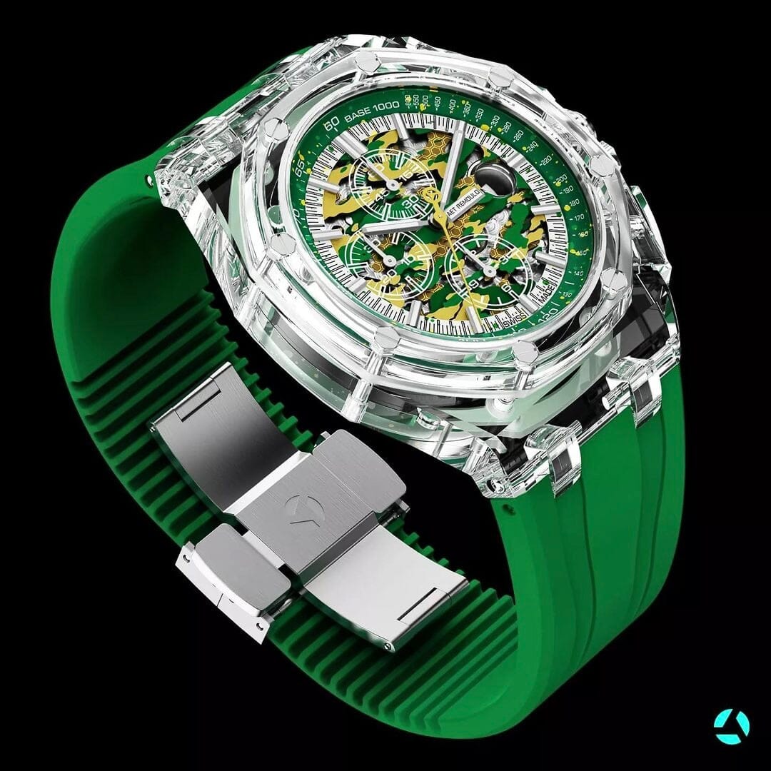 AET REMOULD AP Offshore CHAMELEON Sapphire Watch 蓝宝石爱彼 水晶皇家橡树离岸 | WORLDTIMER