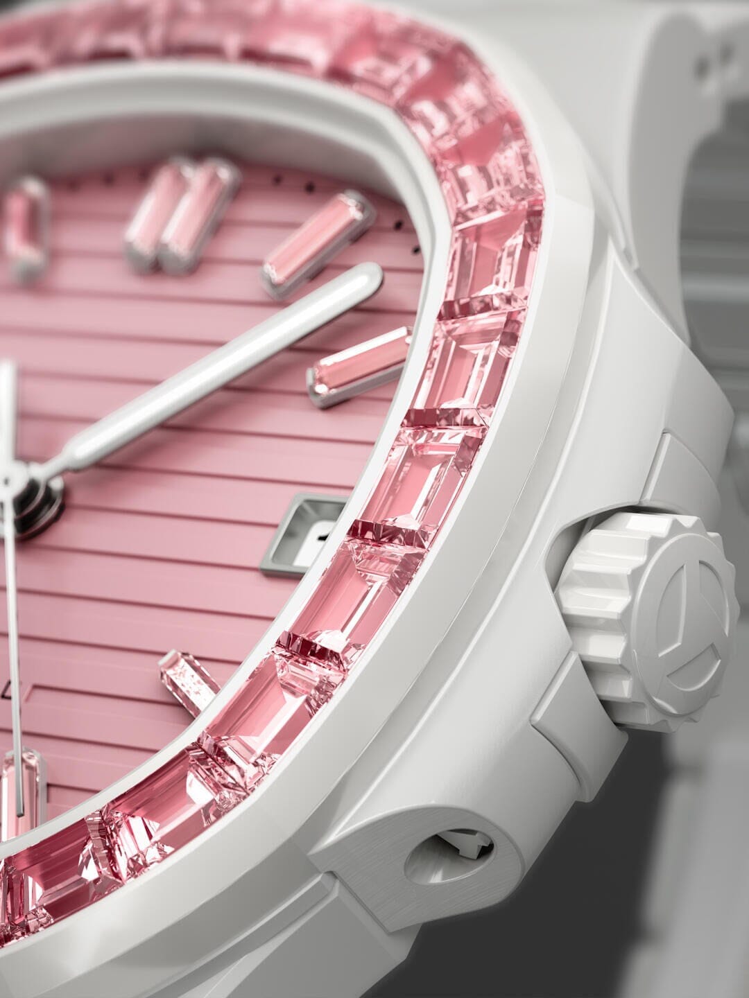 AET REMOULD Patek Nautilus ROSEFLARE White 百达翡丽鹦鹉螺 白色全陶瓷手表 | WORLDTIMER