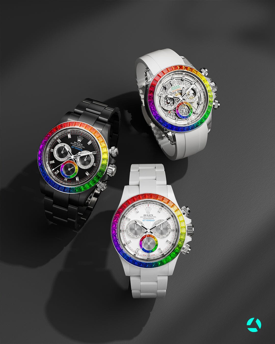 Rolex Sapphire Daytona Rainbow AET REMOULD POLARIS SWIRL SAPPHIRE 劳力士彩虹圈 彩虹迪通拿 | WORLDTIMER 