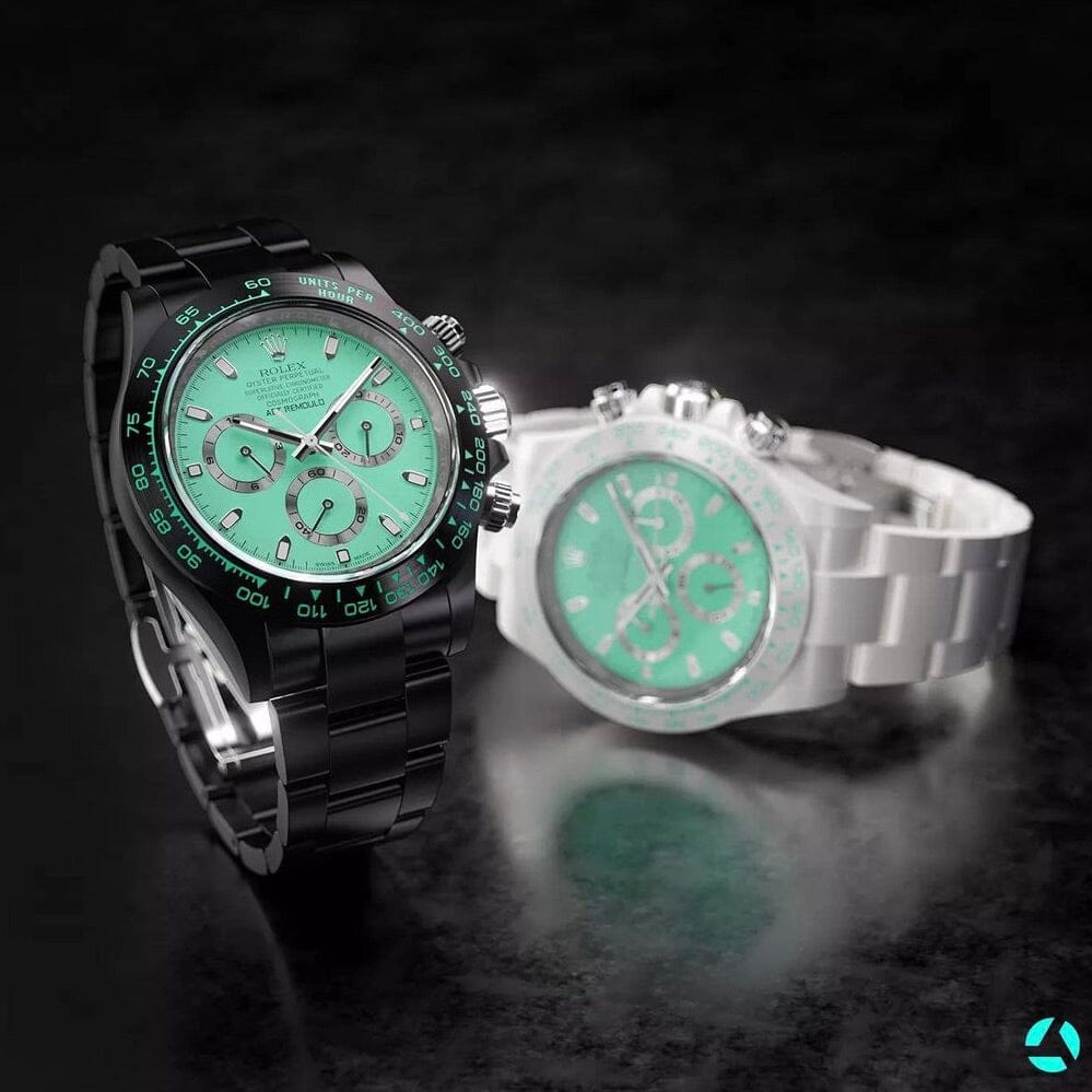 AET REMOULD Rolex Daytona BISCAY GREEN BLACK CERAMIC | WORLDTIMER