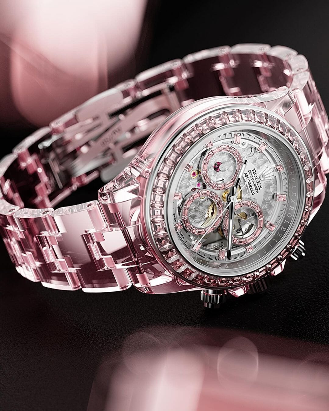 AET REMOULD Rolex Daytona "ROSE FANTASY" Full Sapphire Watch 勞力士 藍寶石地通拿 全透明手錶 | WORLDTIMER
