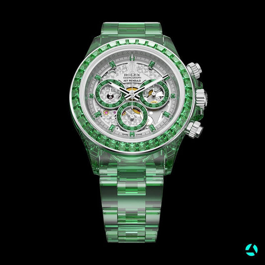 AET REMOULD Rolex Daytona GENESIS COLLECTION Gemstones Sapphire Watches 劳力士 地通拿 方钻透明手表 | WORLDTIMER