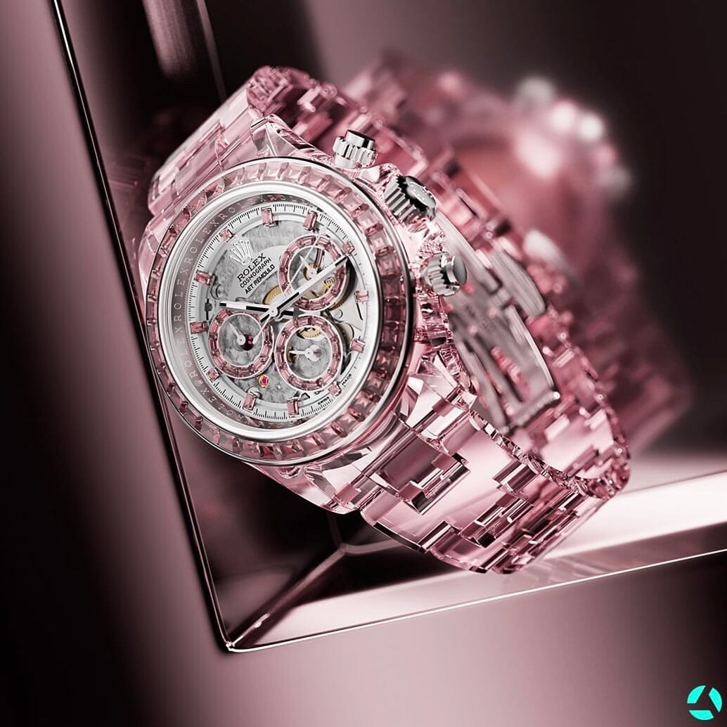Rolex Daytona AET REMOULD "ROSE FANTASY" Full Sapphire Watch 藍寶石勞力士 地通拿 全透明手錶 | WORLDTIMER