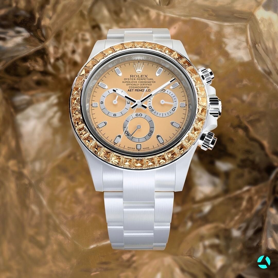 AET REMOULD  ORANGE GEMSTONE CERAMIC 劳力士迪通拿 全陶瓷手表 | WORLDTIMER