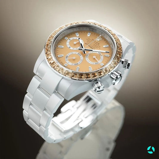 AET REMOULD  ORANGE GEMSTONE CERAMIC 劳力士迪通拿 全陶瓷手表 | WORLDTIMER
