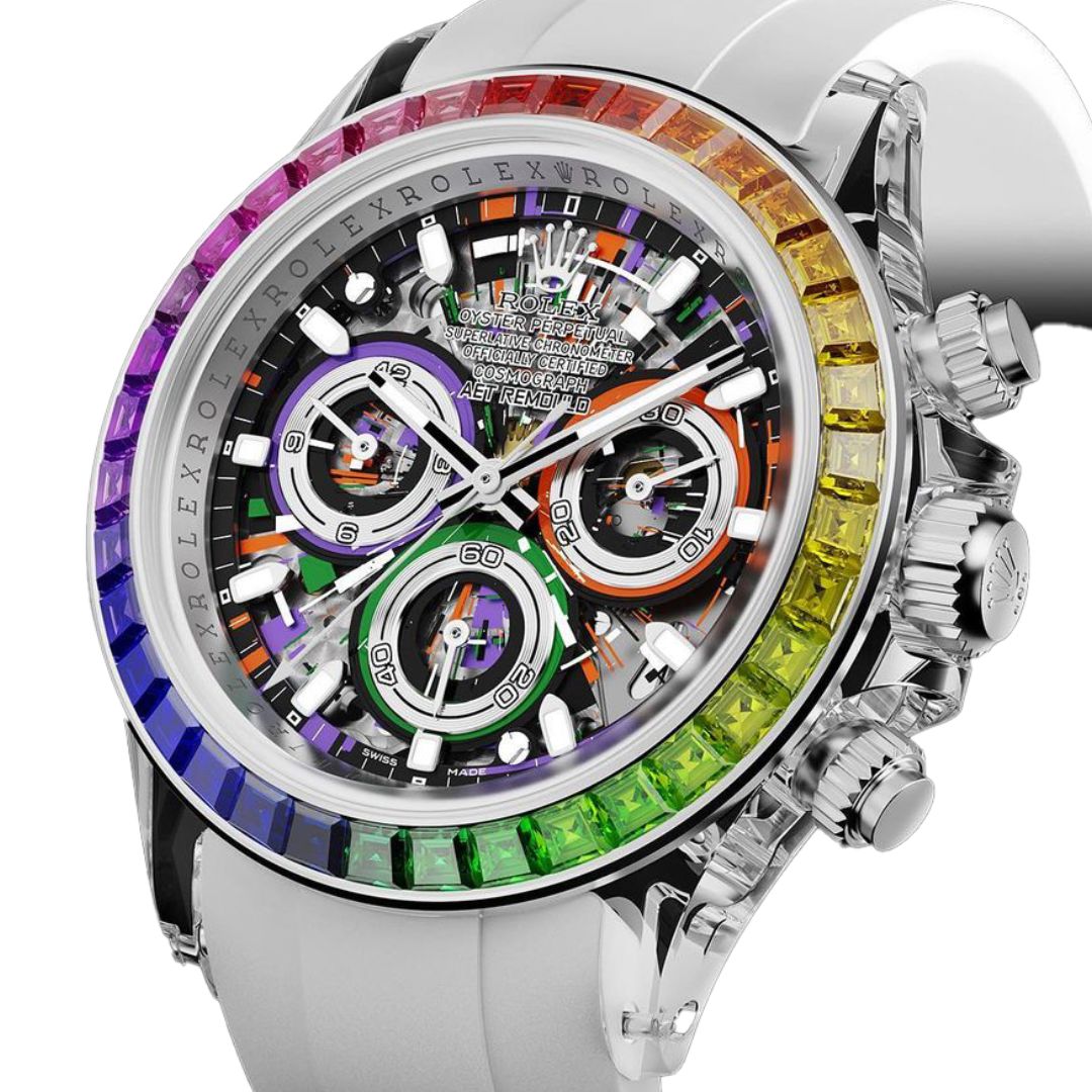 AET REMOULD Rolex Daytona Rainbow Sapphire Watch "AFTER-RAIN" (Retail: US$112,900)