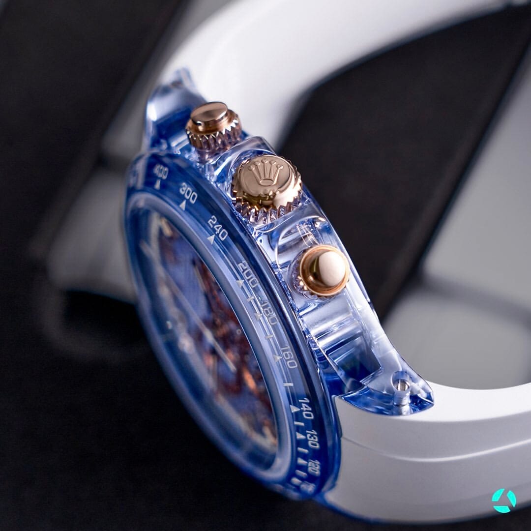 AET Remould Rolex Daytona Gets a COLORFUL Sapphire Makeover 重新定義奢華：勞力士 地通拿 彩色藍寶石透明版 | WORLDTIMER