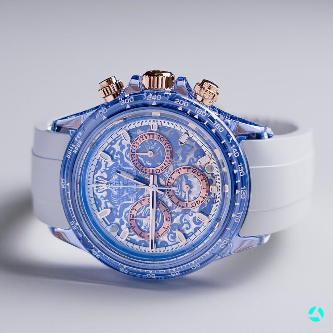 AET Remould Rolex Daytona Gets a COLORFUL Sapphire Makeover 重新定義奢華：勞力士 地通拿 彩色藍寶石透明版 | WORLDTIMER