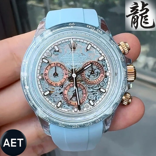 AET REMOULD: The Colorful Rolex Daytona Reimagined 重新定义奢华：劳力士迪通拿 彩色蓝宝石水晶版 | WORLDTIMER