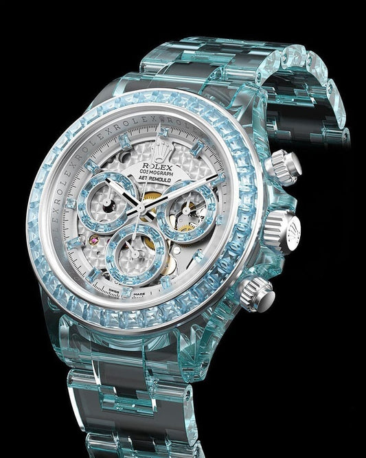 AET REMOULD Rolex Sapphire Daytona AZURE ELEGANCE 水晶劳力士 蓝宝石迪通拿 | WORLDTIMER