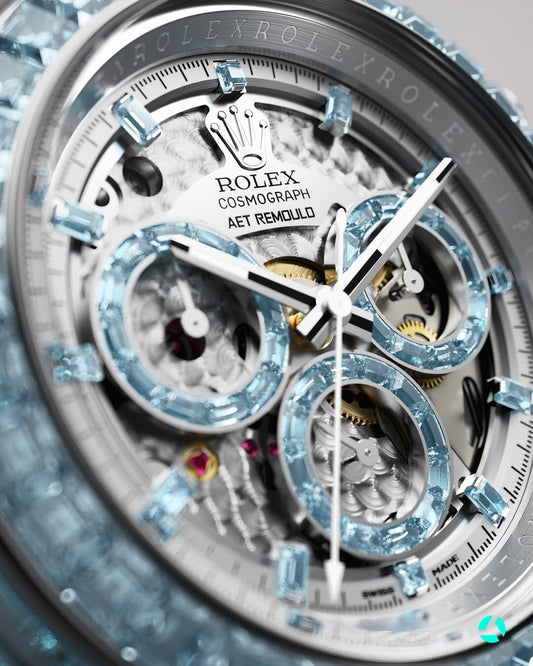 AET REMOULD Rolex Sapphire Daytona AZURE ELEGANCE 水晶劳力士 蓝宝石迪通拿 | WORLDTIMER