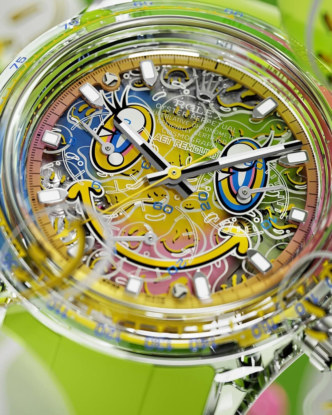 AET REMOULD Sapphire Rolex Daytona SMILE 劳力士 水晶迪通拿 哈哈笑 蓝宝石透明腕表 | WORLDTIMER