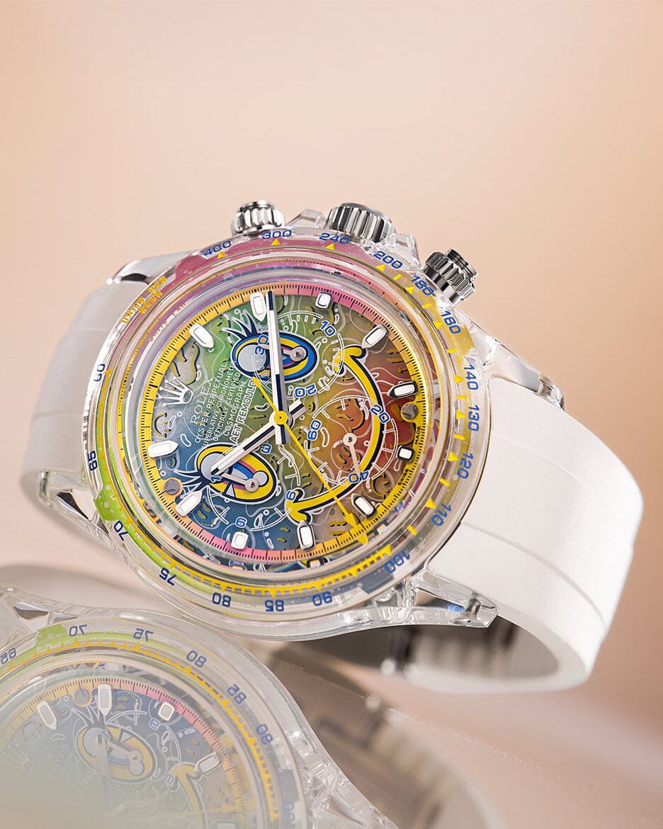 AET REMOULD Rolex Sapphire Daytona SMILE 劳力士 蓝宝石迪通拿 哈哈笑 水晶透明手表 | WORLDTIMER