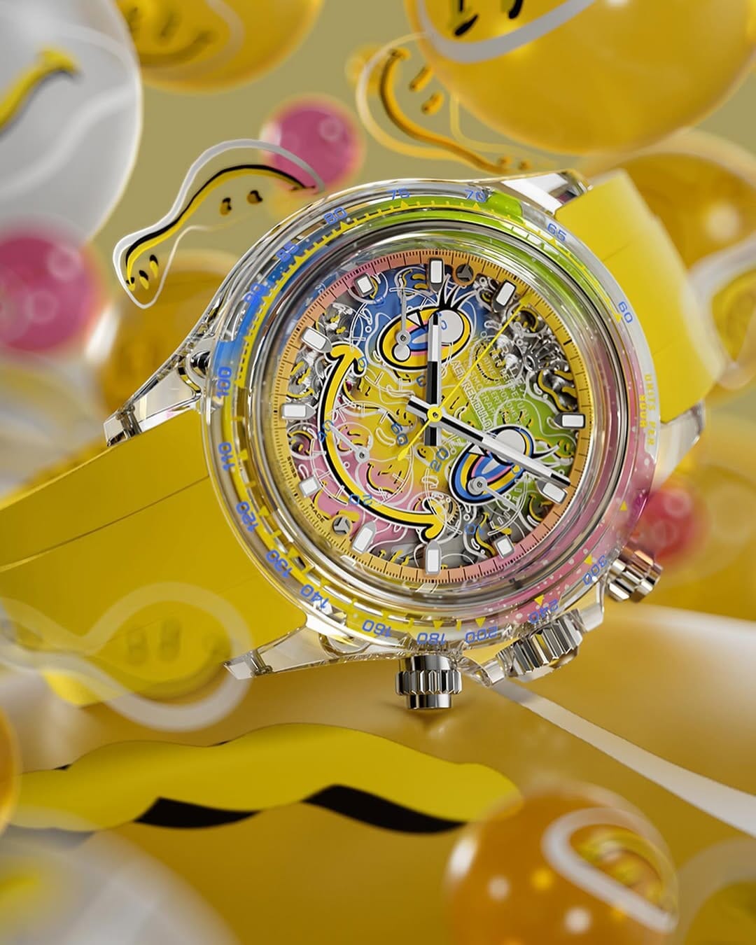 AET REMOULD Sapphire Rolex Daytona SMILE 劳力士 水晶迪通拿 哈哈笑 蓝宝石透明腕表 | WORLDTIMER