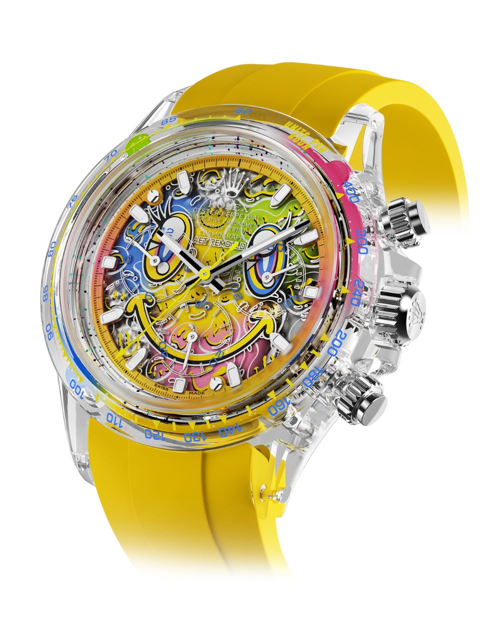 AET REMOULD Sapphire Rolex Daytona SMILE 劳力士 水晶迪通拿 哈哈笑 蓝宝石透明腕表 | WORLDTIMER