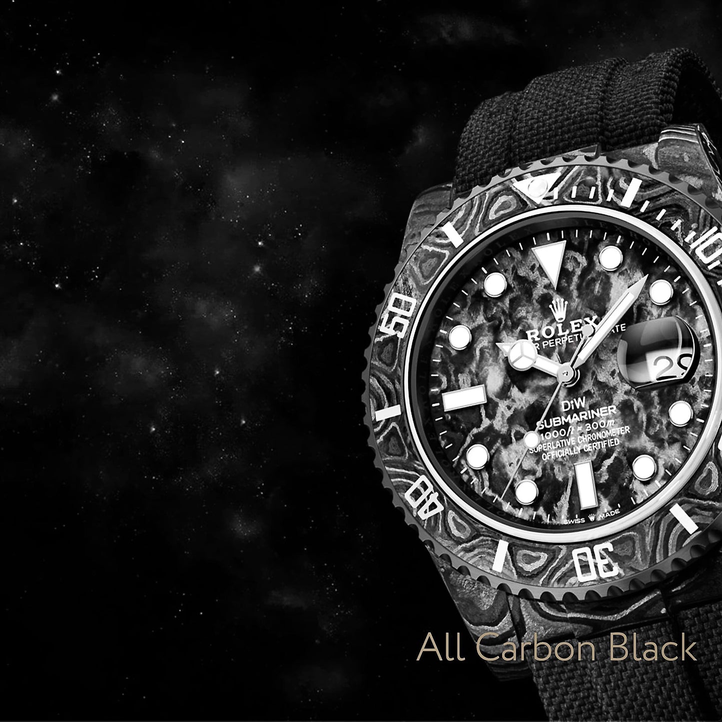 ALL CARBON BLACK Rolex DiW Submariner 劳力士DiW 黑水鬼 | WORLDTIMER