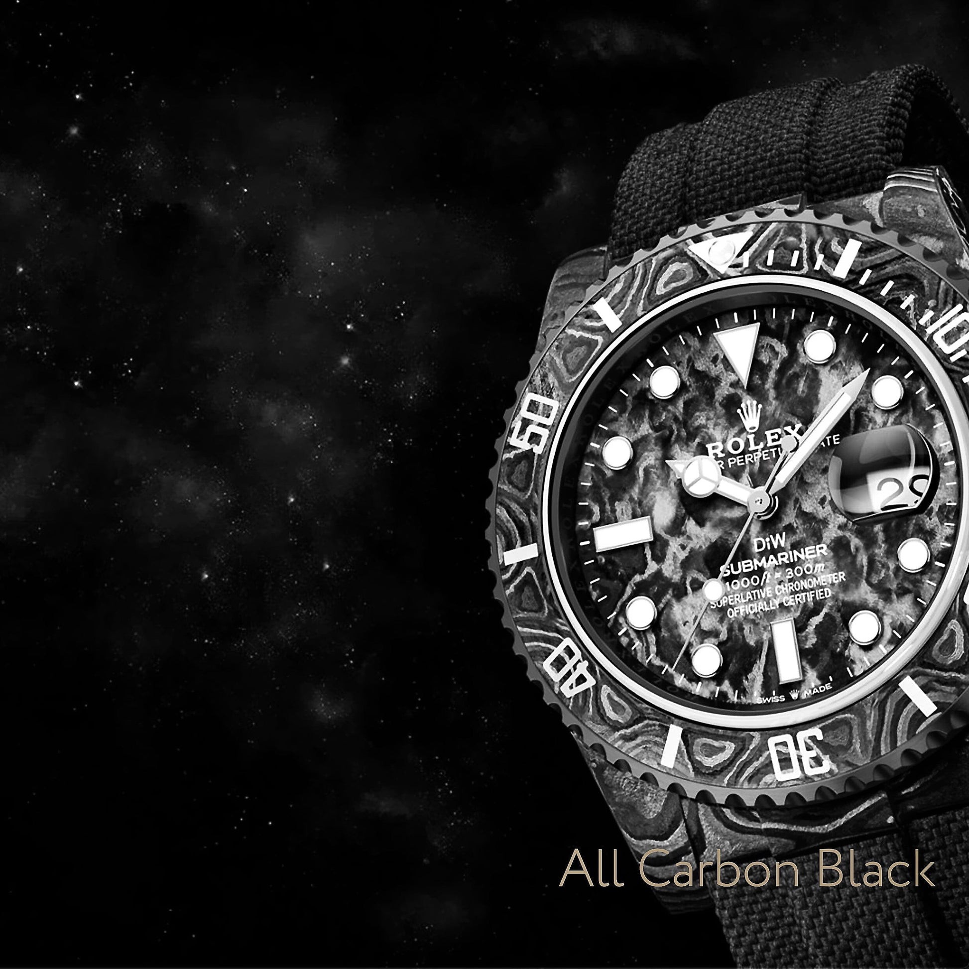 ALL CARBON BLACK Rolex DiW Submariner 劳力士DiW 黑水鬼 | WORLDTIMER
