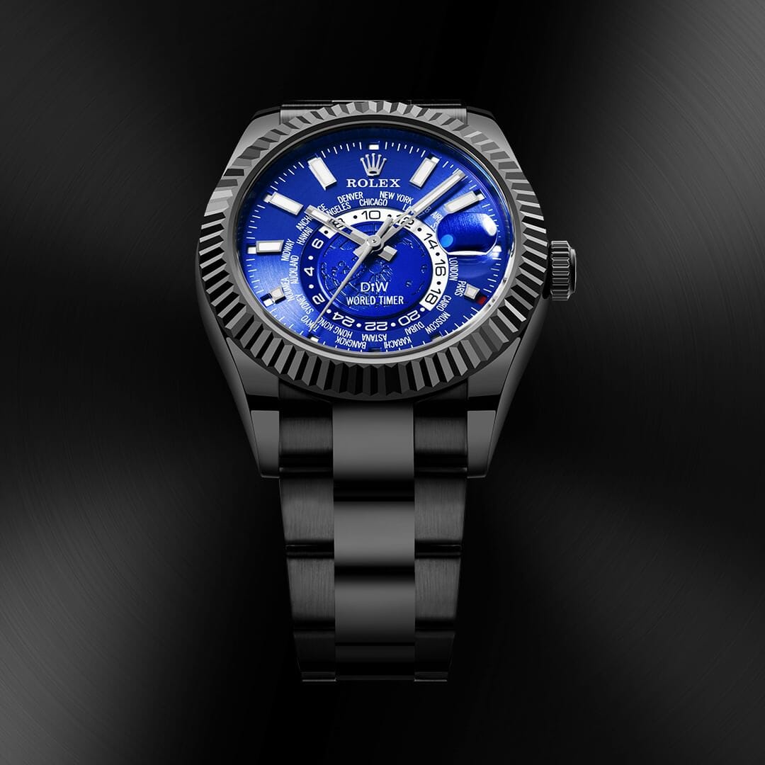 BLACK DLC BLUE Rolex DiW Sky Dweller 劳力士DiW 纵航者型 326934 | WORLDTIMER