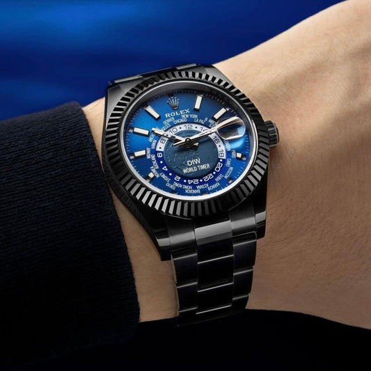 BLACK DLC BLUE Rolex DiW Sky-Dweller 326934 劳力士纵航者型 | WORLDTIMER