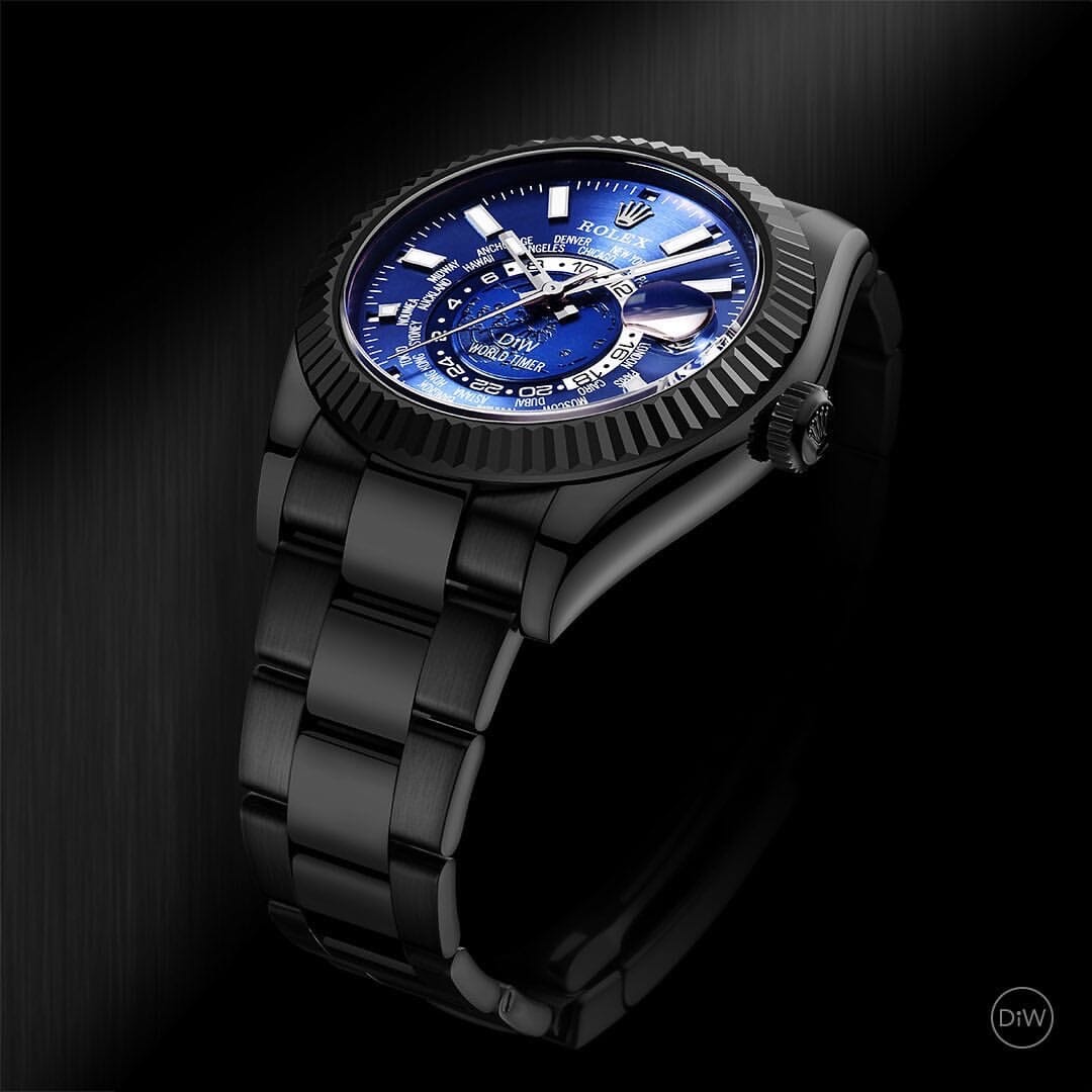 BLACK DLC BLUE Rolex DiW Sky Dweller 劳力士纵航者型 326934 | WORLDTIMER
